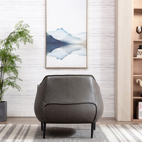 Kadar Leather Barrel Chair-Grey Modern Leather Chair | Accent Chairs | Kinwell Furniture | Barrel Chairs